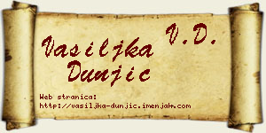 Vasiljka Dunjić vizit kartica